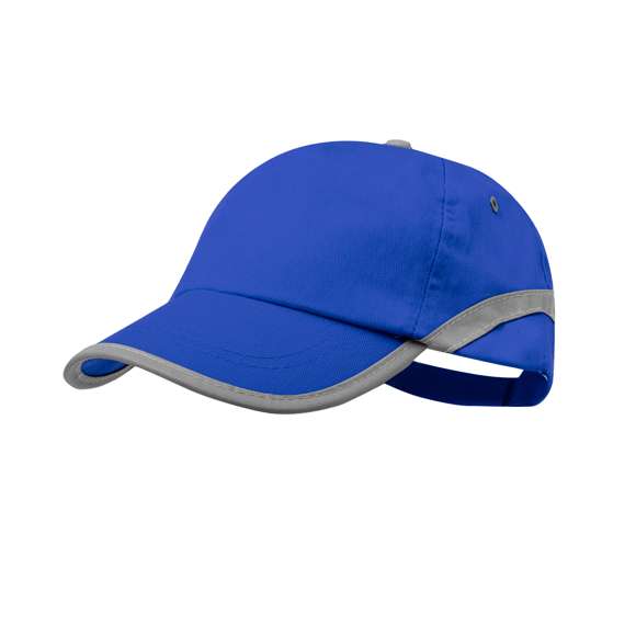 Gorra de 5 paneles en material 100% algodón y tira reflectante en visera y cuerpo. En variada gama de vivo colores, con orificios de ventilación bordados y cierre ajustable de velcro.