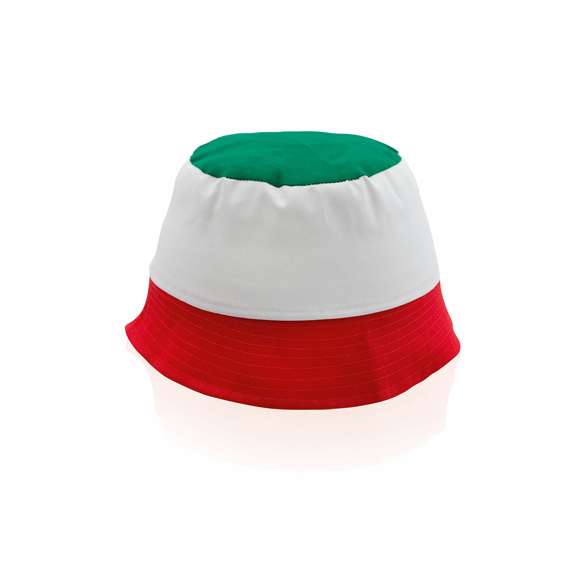  	Gorro tipo bob de diseño bandera nacional en material 100% algodón. Disponible en diseños España, Portugal, Francia e Italia.