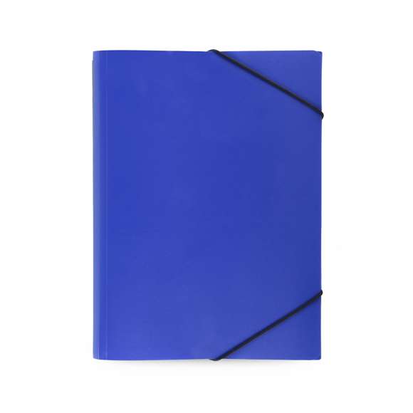 Carpeta de gran capacidad con cierre elástico, en variados colores, de acabado translúcido y sistema de plegado tripe.