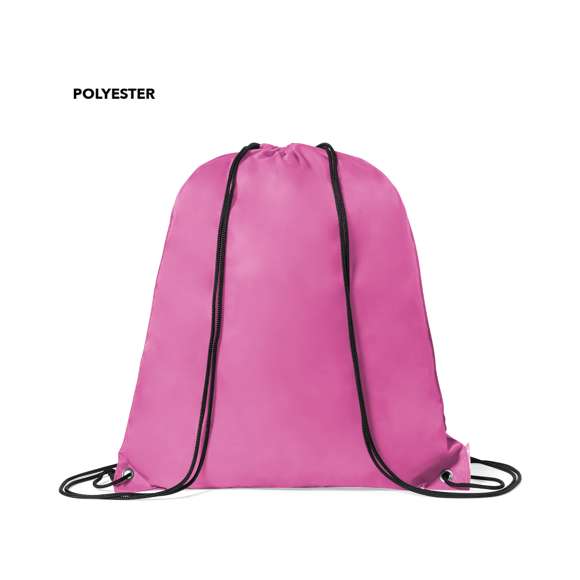 Mochila de cuerdas de suave poliéster en extensa gama de colores. Con cuerdas autocierre en color negro, esquinas reforzadas en polipiel a juego con el color de la mochila y resistentes argollas metálicas. Color blanco especial para sublimación.