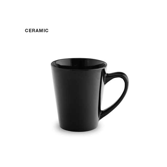 Taza de cerámica de 350ml de capacidad en divertida y amplia gama de vivos colores. Presentada en caja individual.