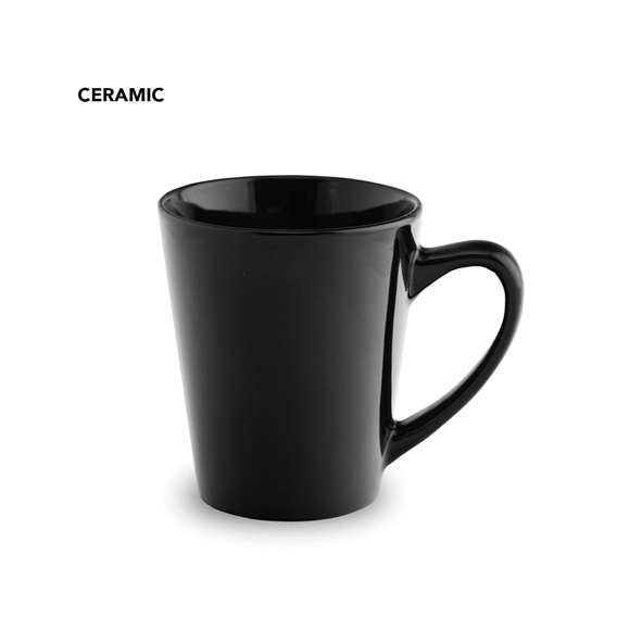 Taza de cerámica de 350ml de capacidad en divertida y amplia gama de vivos colores. Presentada en caja individual.