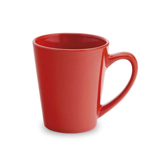 Taza de cerámica de 350ml de capacidad en divertida y amplia gama de vivos colores. Presentada en caja individual.
