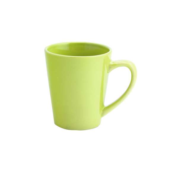Taza de cerámica de 350ml de capacidad en divertida y amplia gama de vivos colores. Presentada en caja individual.
