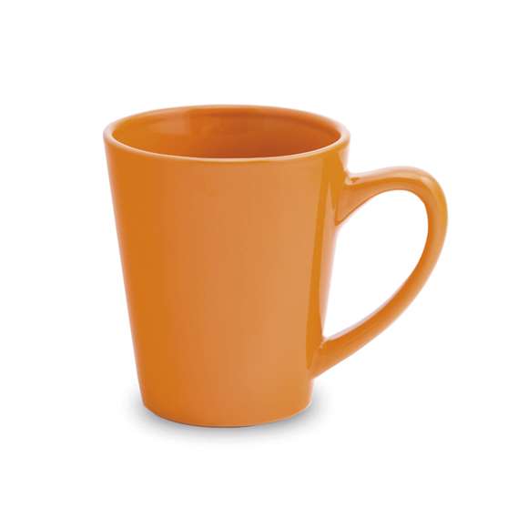 Taza de cerámica de 350ml de capacidad en divertida y amplia gama de vivos colores. Presentada en caja individual.