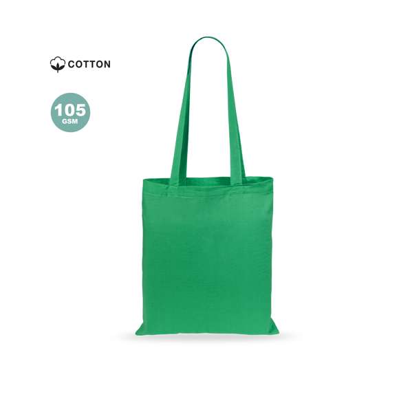 Bolsa en material 100% algodón en variada gama de vivos colores. Con asas largas de 70cm y acabado cosido. Resistencia hasta 7kg de peso.
