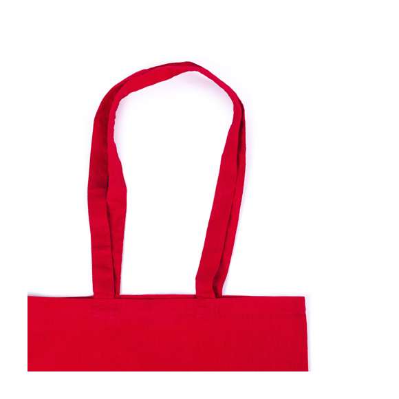 Bolsa en material 100% algodón en variada gama de vivos colores. Con asas largas de 70cm y acabado cosido. Resistencia hasta 7kg de peso.