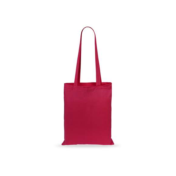 Bolsa en material 100% algodón en variada gama de vivos colores. Con asas largas de 70cm y acabado cosido. Resistencia hasta 7kg de peso.