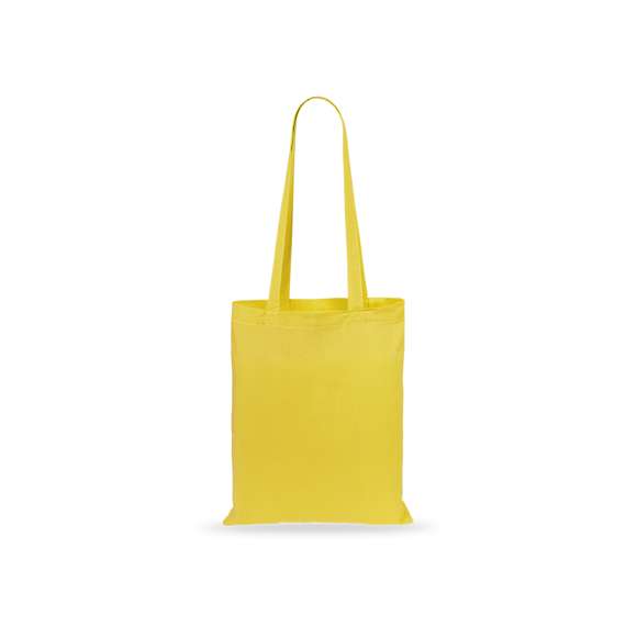 Bolsa en material 100% algodón en variada gama de vivos colores. Con asas largas de 70cm y acabado cosido. Resistencia hasta 7kg de peso.