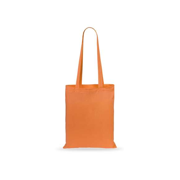Bolsa en material 100% algodón en variada gama de vivos colores. Con asas largas de 70cm y acabado cosido. Resistencia hasta 7kg de peso.