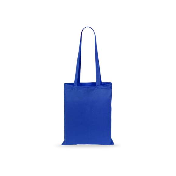 Bolsa en material 100% algodón en variada gama de vivos colores. Con asas largas de 70cm y acabado cosido. Resistencia hasta 7kg de peso.