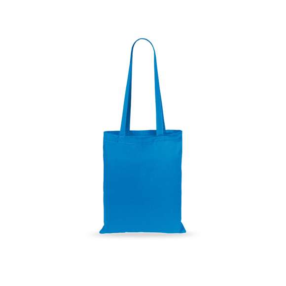 Bolsa en material 100% algodón en variada gama de vivos colores. Con asas largas de 70cm y acabado cosido. Resistencia hasta 7kg de peso.