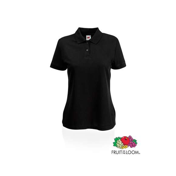 Polo para mujer 65/35 de Fruit of the Loom en combinación de materiales algodón y poliéster de 180g/m2. Disponible en tallas XS, S, M, L.