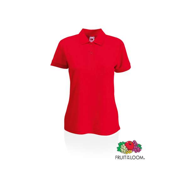 Polo para mujer 65/35 de Fruit of the Loom en combinación de materiales algodón y poliéster de 180g/m2. Disponible en tallas XS, S, M, L.