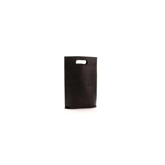 Bolsa de non-woven de 80g/m2 en color negro especialmente diseñada para calzado veraniego. Con asa reforzada troquelada.