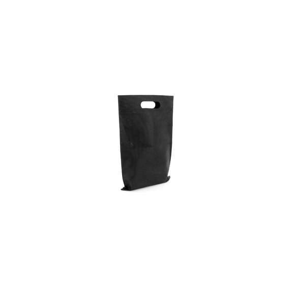 Bolsa de non-woven de 80g/m2 en color negro especialmente diseñada para calzado veraniego. Con asa reforzada troquelada.