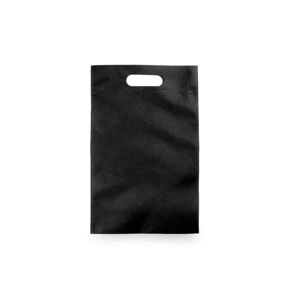 Bolsa de non-woven de 80g/m2 en color negro especialmente diseñada para calzado veraniego. Con asa reforzada troquelada.