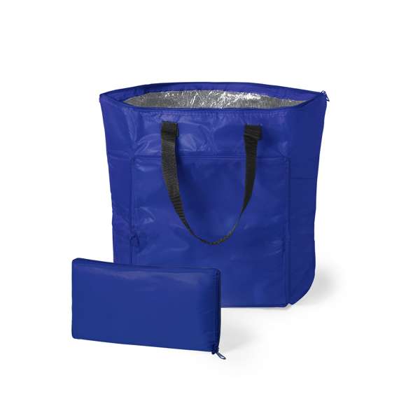 Bolsa nevera en resistente poliéster 190T de vivos y variados colores. Con cierre de cremallera y asas medianas de 55cm reforzadas en nylon. Interior isotermo acabado en aluminio y de acabado cosido. Resistencia hasta 8kg de peso.
