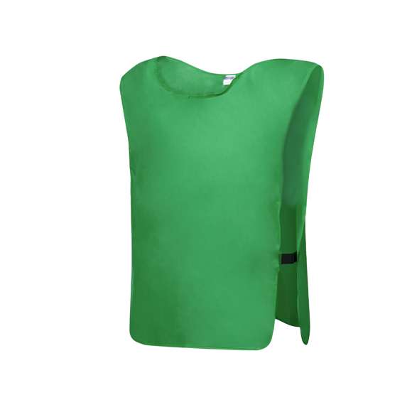 Peto deportivo para adulto en suave y resistente poliéster 190T de vivos colores y laterales rematados con elásticos. Talla única.
