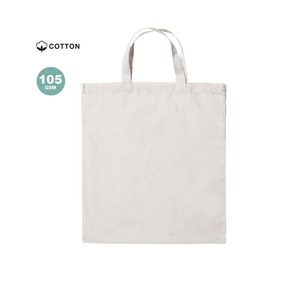 Bolsa en material 100% algodón con acabado en color natural. Con asas cortas de 35cm y acabado cosido. Resistencia hasta 7kg de peso.