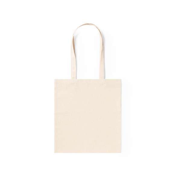 Bolsa en material 100% algodón con acabado en color natural. Con asas largas de 70cm y acabado cosido. Resistencia hasta 7kg de peso.