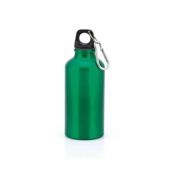 Bidón de 400ml de capacidad con cuerpo de acabado en aluminio en vivos y variados colores. Con tapón de seguridad a rosca y mosquetón metálico de transporte. Presentado en atractiva caja de diseño.