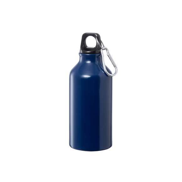 Bidón de 400ml de capacidad con cuerpo de acabado en aluminio en vivos y variados colores. Con tapón de seguridad a rosca y mosquetón metálico de transporte. Presentado en atractiva caja de diseño.