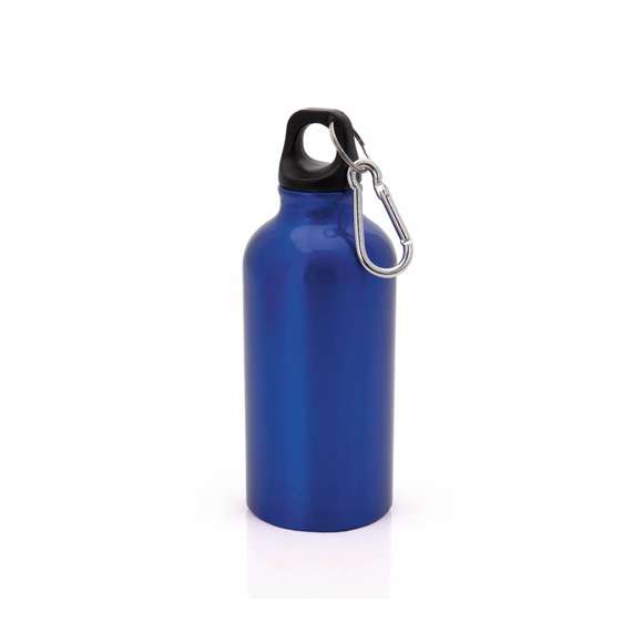 Bidón de 400ml de capacidad con cuerpo de acabado en aluminio en vivos y variados colores. Con tapón de seguridad a rosca y mosquetón metálico de transporte. Presentado en atractiva caja de diseño.