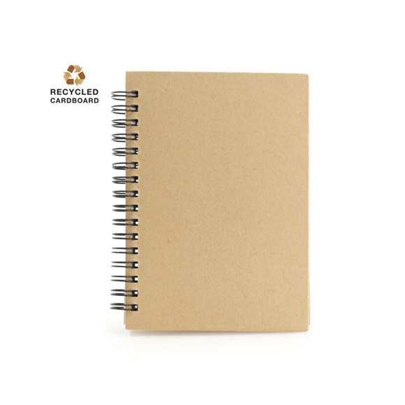 Libreta de anillas con tapas de suave tacto acabadas en resistente cartón reciclado rígido en variados colores. Con 80 hojas de distribución a una raya.