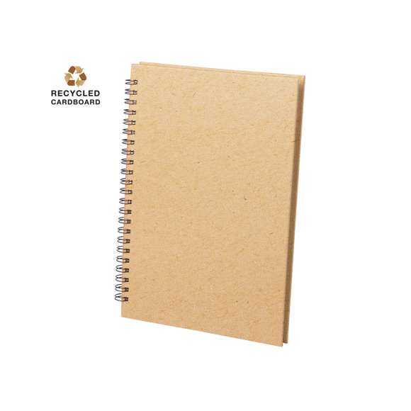 Libreta de anillas con tapas de suave tacto acabadas en resistente cartón reciclado rígido en variados colores. Con 80 hojas de distribución a una raya.