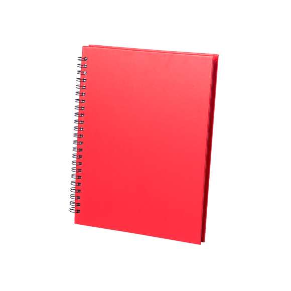 Libreta de anillas con tapas de suave tacto acabadas en resistente cartón reciclado rígido en variados colores. Con 80 hojas de distribución a una raya.