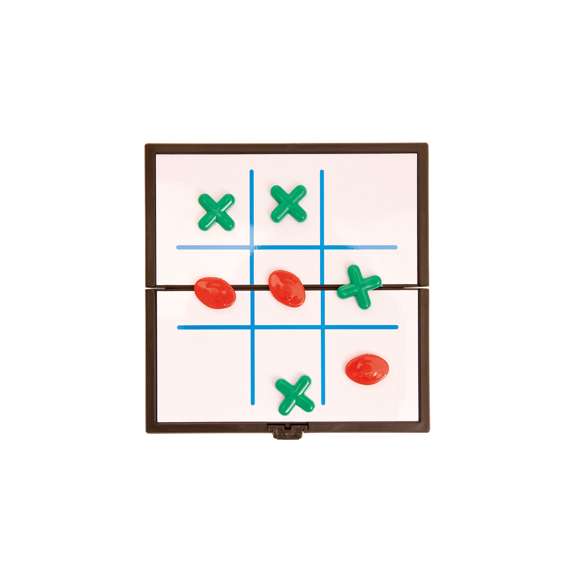  	Juego de mesa plegable con superficie metálica y fichas magnéticas. Disponibles parchís, tres en raya y damas. Presentado en caja individual.