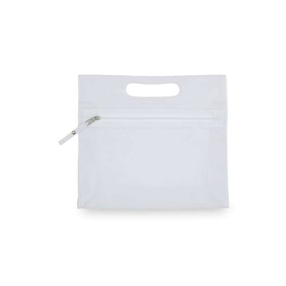 Neceser multiusos en resistente PVC translúcido de variada gama en vivos colores. Con resistente asa troquelada y cierre de cremallera a juego, con cinta en tirador para fácil apertura.