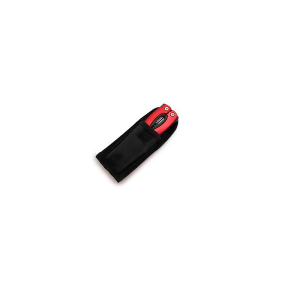 Multiherramienta con resistente cuerpo en acero inox de 12 funciones. Incluye cuchillo plano, cuchillo de sierra, destornilladores, lima, abridor y alicates. Disponible en variada gama de colores y presentada en resistente funda de poliéster y en caja individual.
