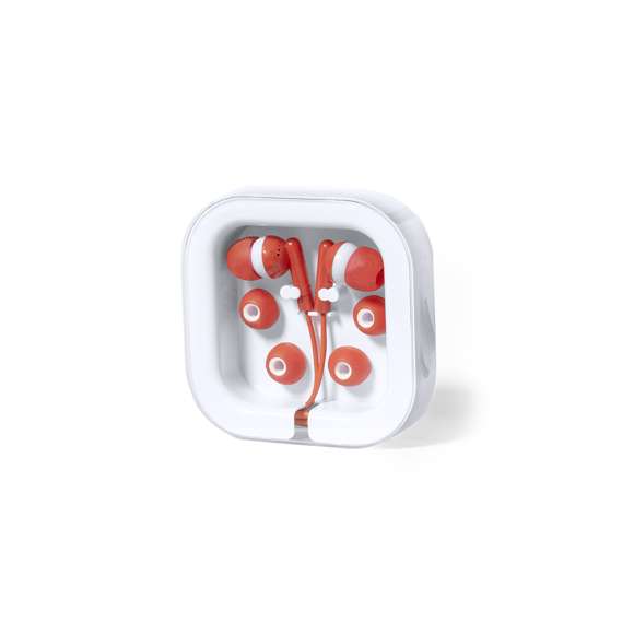 Prácticos y confortables auriculares intraurales de desenfadado diseño bicolor, conexión jack de 3,5mm y cable en color a juego. Disponible en variada gama de colores. Presentados en elegante estuche de diseño y con almohadillas de recambio.