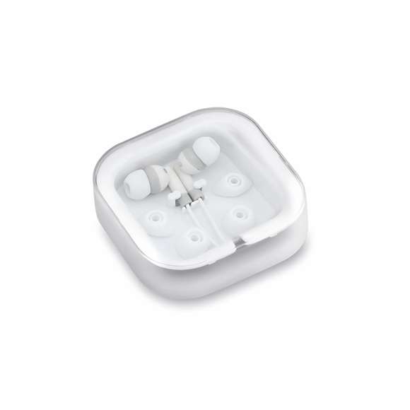 Prácticos y confortables auriculares intraurales de desenfadado diseño bicolor, conexión jack de 3,5mm y cable en color a juego. Disponible en variada gama de colores. Presentados en elegante estuche de diseño y con almohadillas de recambio.