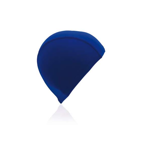 Gorro para piscina en material spandex de vivos colores que proporciona un sólido y suave ajuste en la cabeza.
