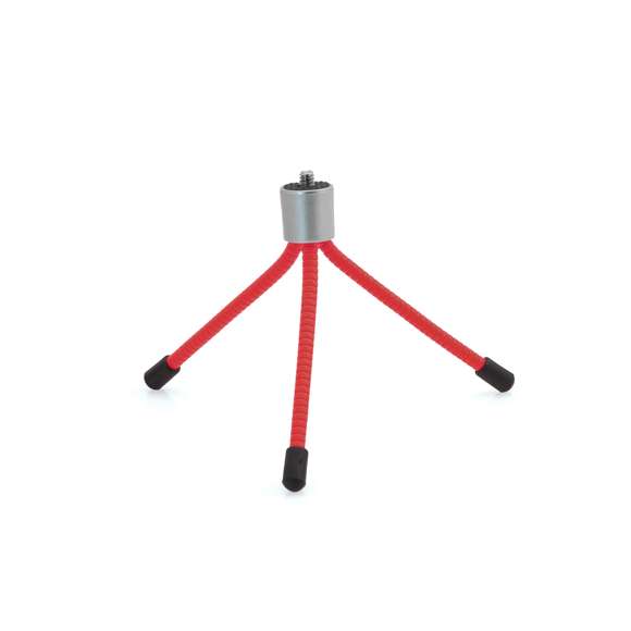  	Trípode para cámaras con tornillo de ajuste universal y patas flexibles con acabado en goma antideslizante para fijación en todo tipo de superficies.Presentado en caja individual.