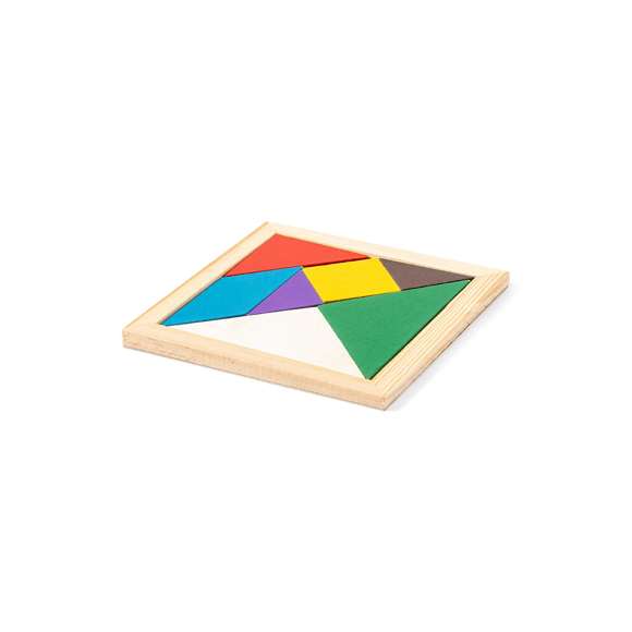 Puzzle de madera con piezas multicolor para despertar el ingenio y habilidad de los más pequeños.