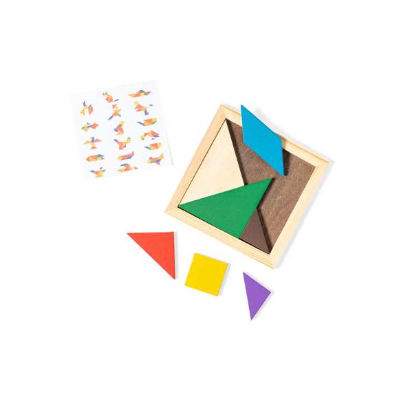 Puzzle de madera con piezas multicolor para despertar el ingenio y habilidad de los más pequeños.