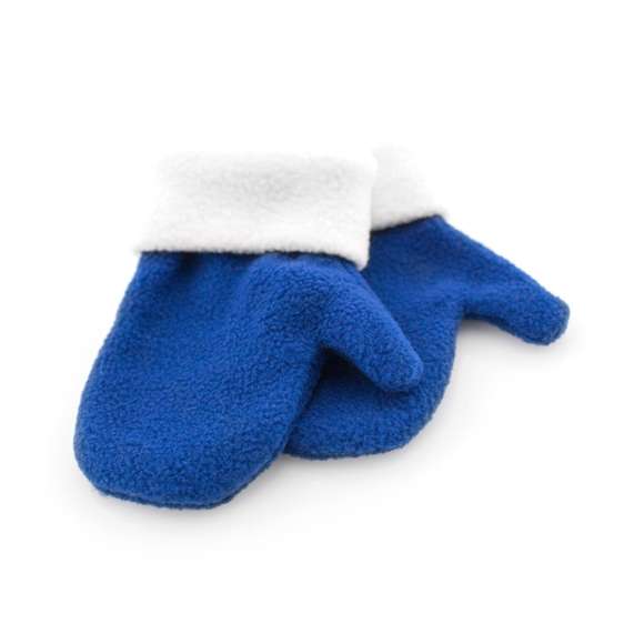 Par de manoplas para niño en suave y cálido material polar fleece de 180g/m2. Con dobladillo en muñeca de color blanco y de talla única.