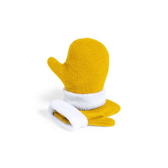 Par de manoplas para niño en suave y cálido material polar fleece de 180g/m2. Con dobladillo en muñeca de color blanco y de talla única.