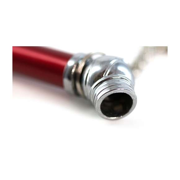 Llavero medidor de presión para neumáticos con cuerpo acabado en aluminio de vivos y variados colores.