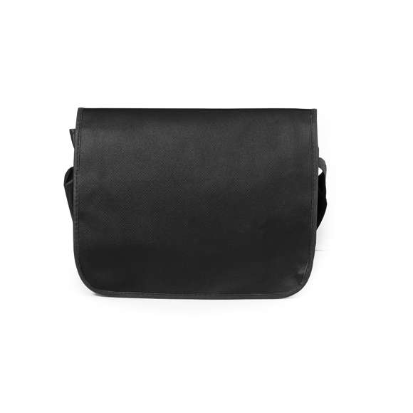 Portadocumentos con solapa de cierre de velcro en resistente non-woven con elegante ribete en color negro. Con compartimentos interiores para bolígrafos.
