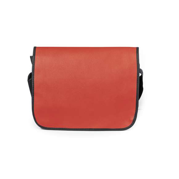 Portadocumentos con solapa de cierre de velcro en resistente non-woven con elegante ribete en color negro. Con compartimentos interiores para bolígrafos.