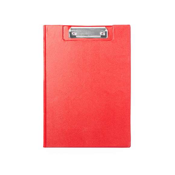 Clásica carpeta de pinza en variados colores y acabado en suave PVC. Con bolsillo transparente de solapa interior en resistente PVC.