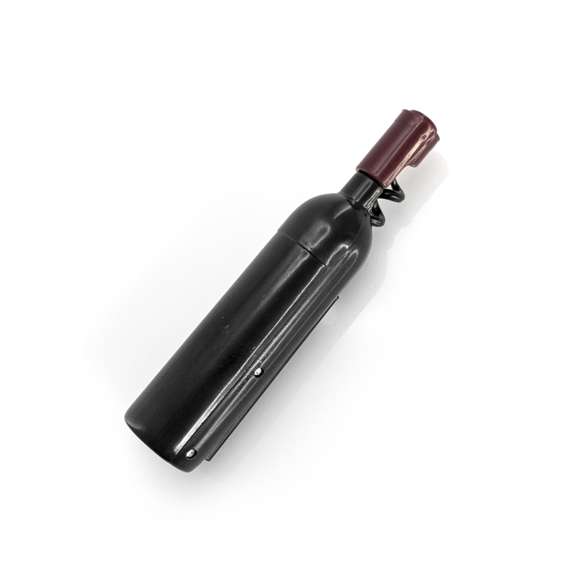 Divertido sacacorchos magnético con forma de botella de vino en diseños blanco, tinto y rosado. Con cuerpo en original acabado translúcido y función abridor.