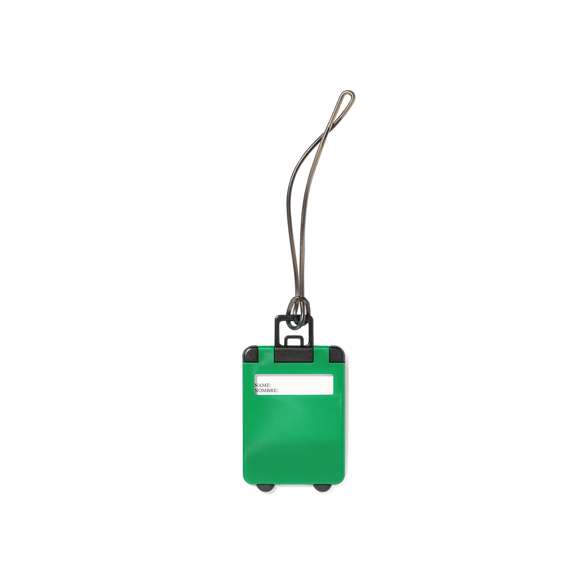 Original identificador de maletas de diseño de trolley en resistente material de combinación bicolor y extensa gama de vivos colores. Con resistente cinta de acople y tarjeta de identificación en castellano e inglés.