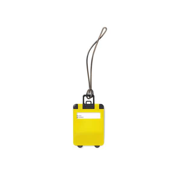 Original identificador de maletas de diseño de trolley en resistente material de combinación bicolor y extensa gama de vivos colores. Con resistente cinta de acople y tarjeta de identificación en castellano e inglés.