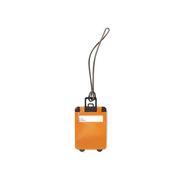 Original identificador de maletas de diseño de trolley en resistente material de combinación bicolor y extensa gama de vivos colores. Con resistente cinta de acople y tarjeta de identificación en castellano e inglés.